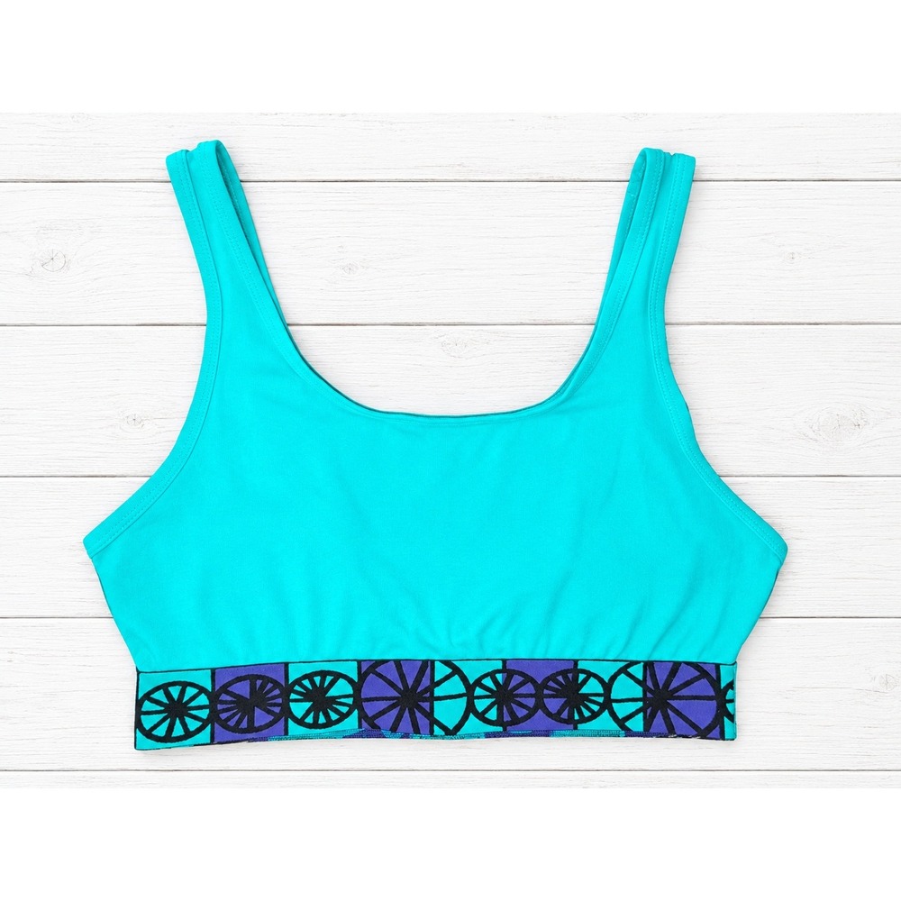Nike Dri-FIT SportsBra Teal Blue Graphic Band Activewear Yoga Gym Workout Medium